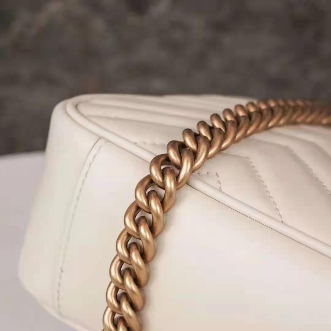 G*u*i gg women gg marmont small white matelassé shoulder bag double g
