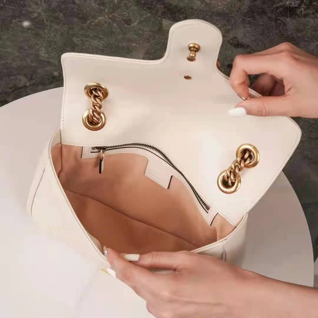 G*u*i gg women gg marmont small white matelassé shoulder bag double g