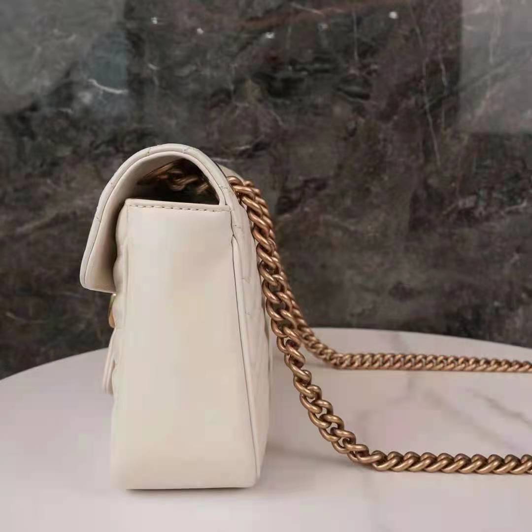 G*u*i gg women gg marmont small white matelassé shoulder bag double g