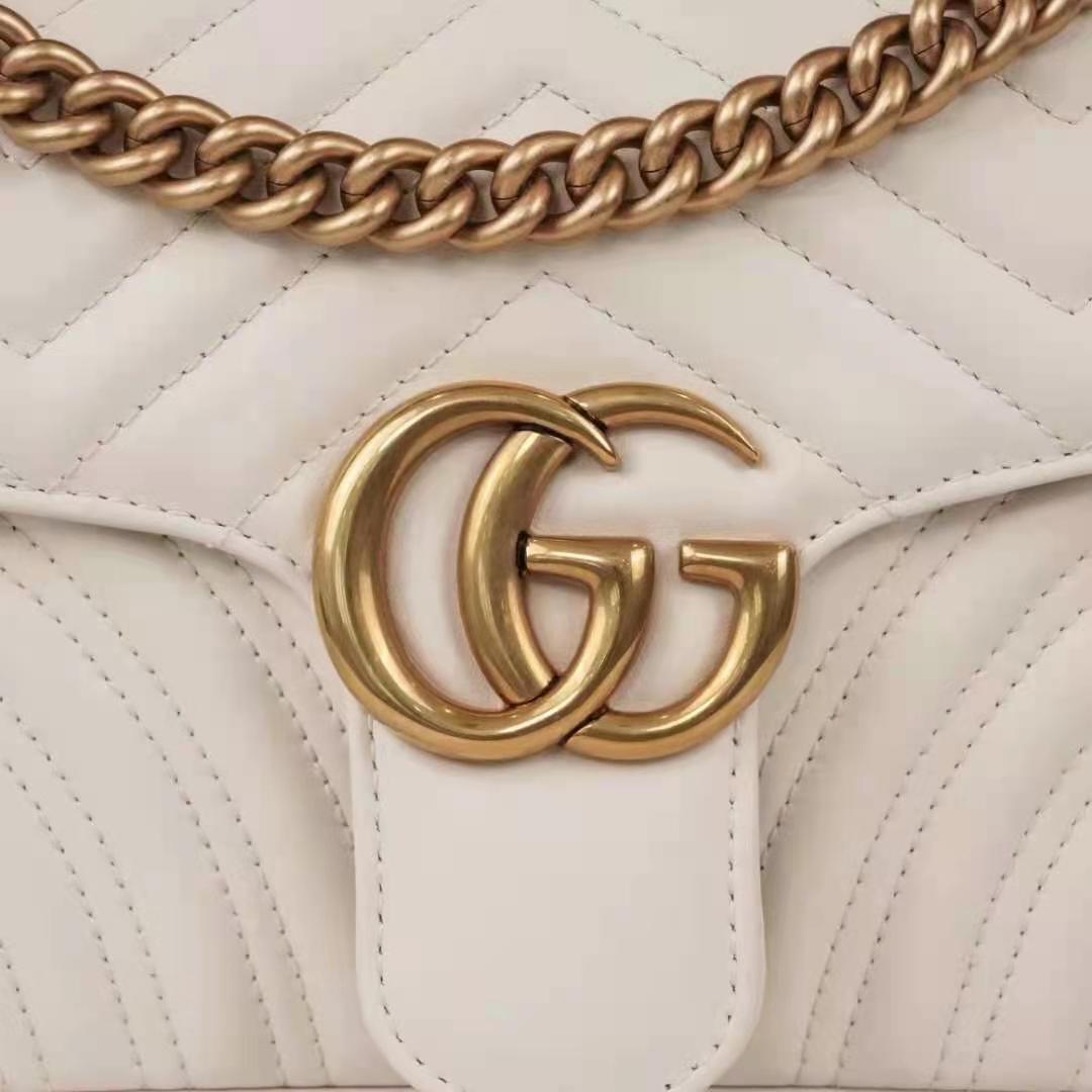 G*u*i gg women gg marmont small white matelassé shoulder bag double g