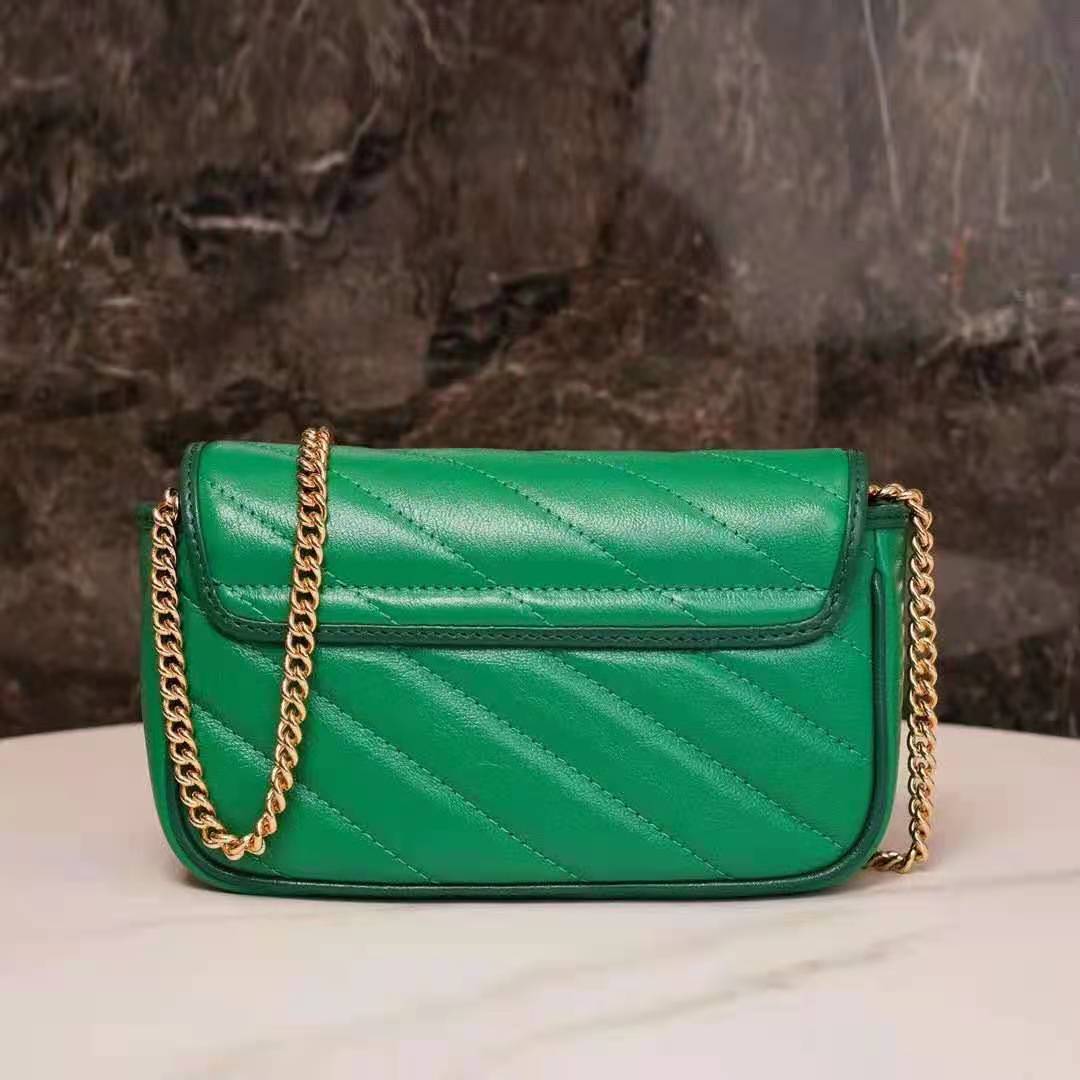G*u*i gg women gg marmont super mini bag bright green diagonal matelassé leather