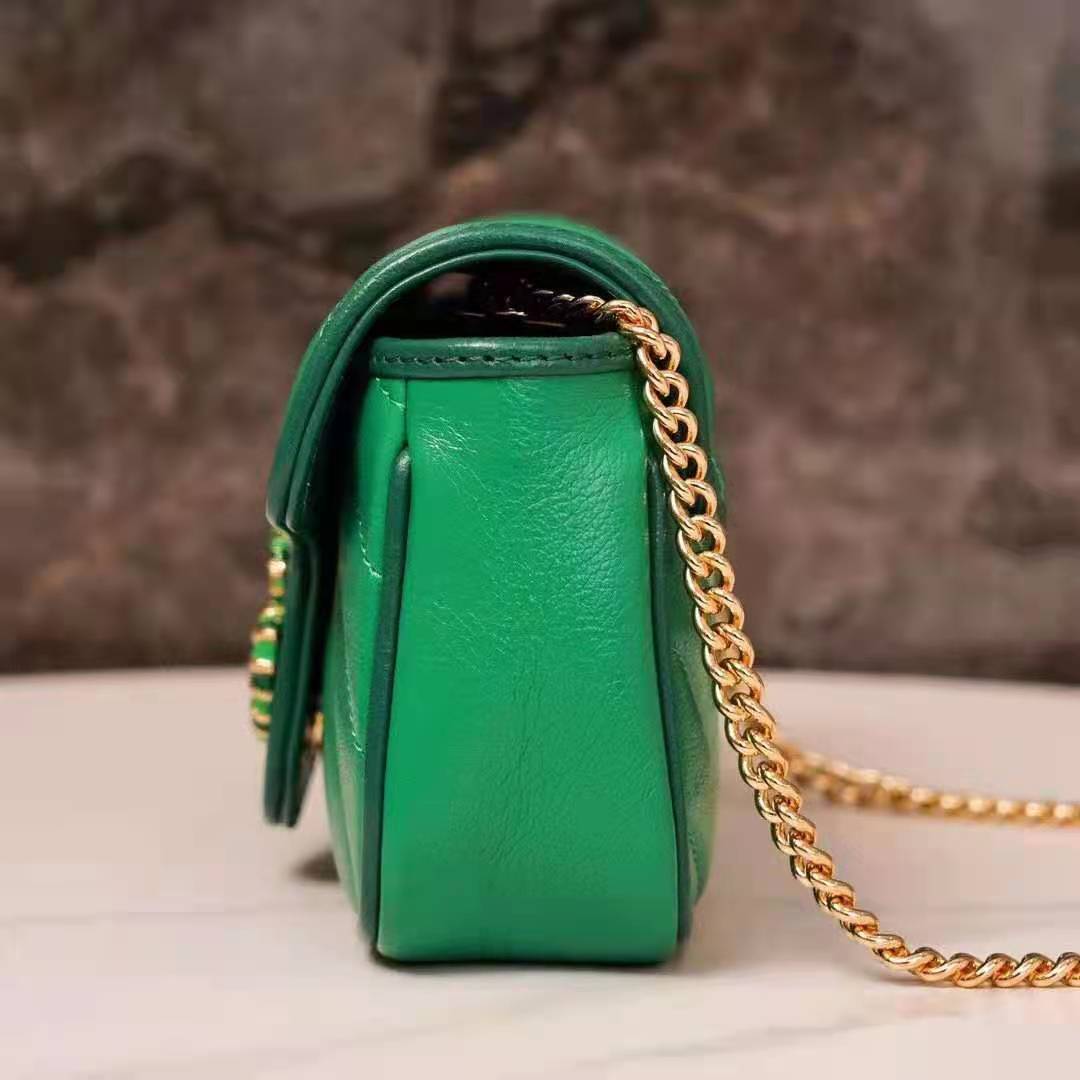 G*u*i gg women gg marmont super mini bag bright green diagonal matelassé leather
