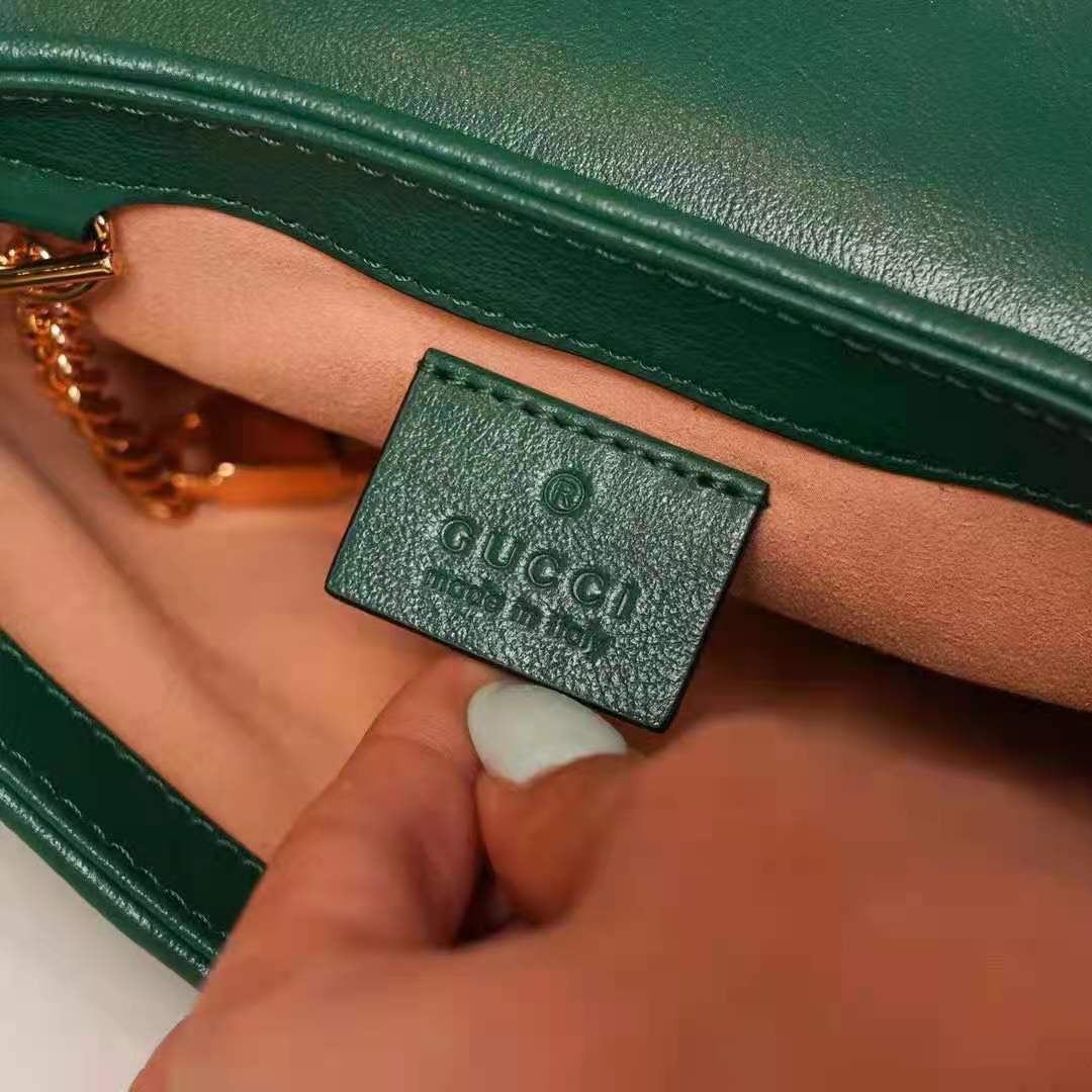 G*u*i gg women gg marmont super mini bag bright green diagonal matelassé leather