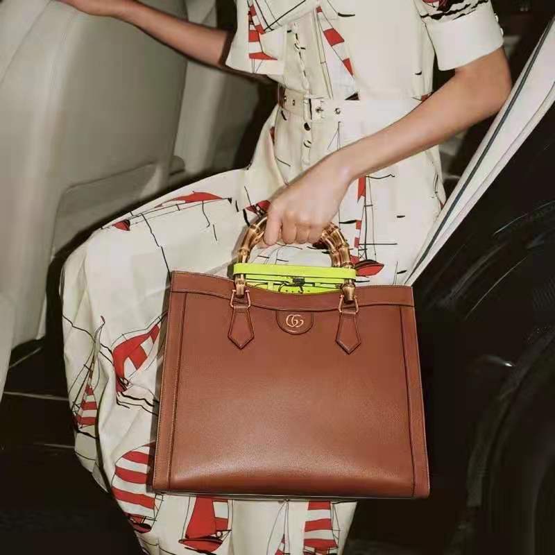 G*u*i gg women G*u*i diana small tote bag double g brown leather