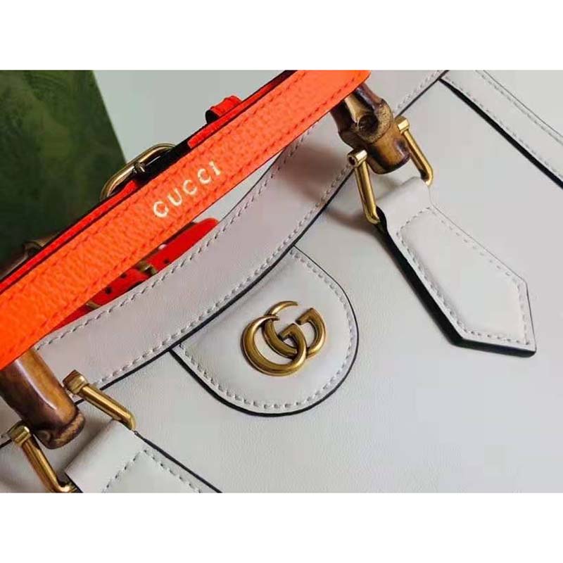 G*u*i gg women G*u*i diana small tote bag double g white leather