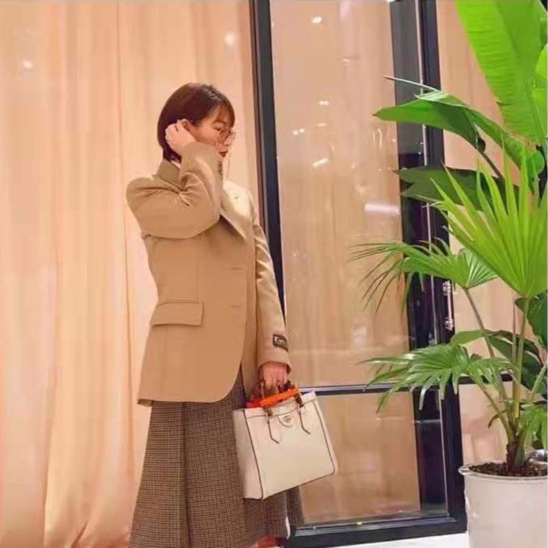 G*u*i gg women G*u*i diana small tote bag double g white leather