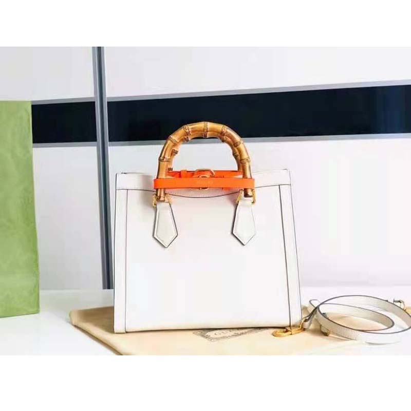 G*u*i gg women G*u*i diana small tote bag double g white leather