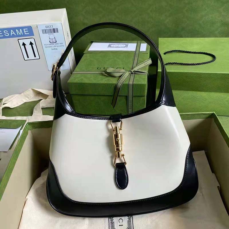 G*u*i gg women jackie 1961 small shoulder bag white with black leather