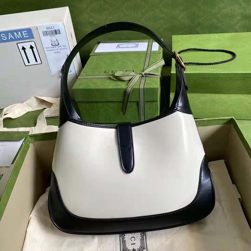 G*u*i gg women jackie 1961 small shoulder bag white with black leather