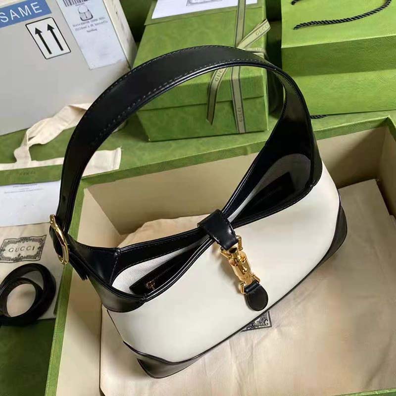 G*u*i gg women jackie 1961 small shoulder bag white with black leather