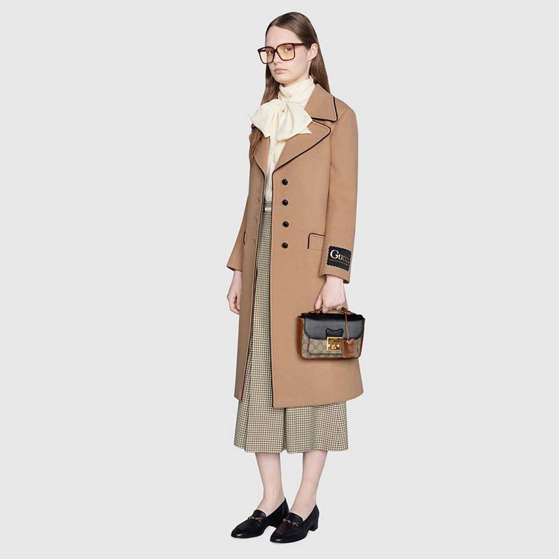 G*u*i gg women padlock mini bag beige and ebony gg supreme canvas with black leather