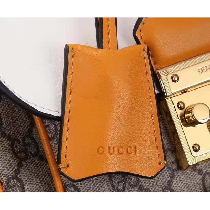 G*u*i gg women padlock mini bag gg supreme canvas with white leather