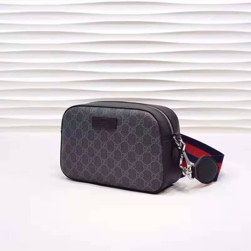 G*u*i unisex gg black shoulder bag black grey gg supreme canvas