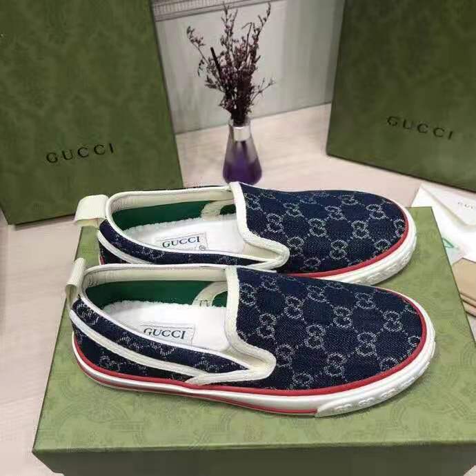 G*u*i unisex G*u*i tennis 1977 slip-on sneaker eco washed organic gg jacquard denim