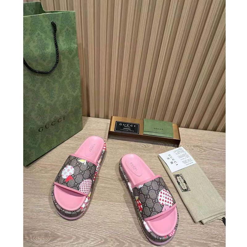 G*u*i gg women G*u*i les pommes sandal beige and ebony gg supreme canvas
