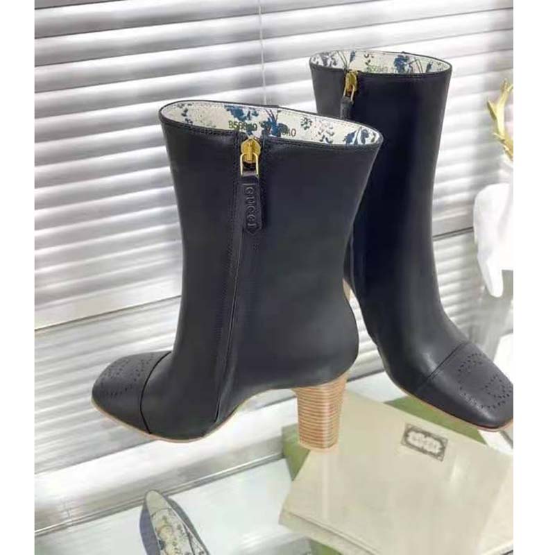 G*u*i gg women ankle boot with interlocking g black leather 9 cm heel