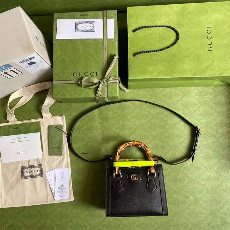 G*u*i gg women G*u*i diana mini tote bag double g black leather