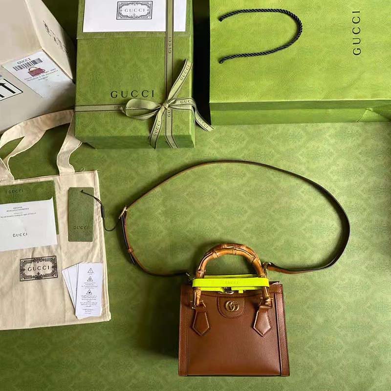G*u*i gg women G*u*i diana mini tote bag double g brown leather