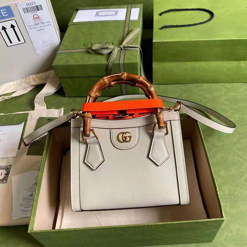 G*u*i gg women G*u*i diana mini tote bag double g white leather