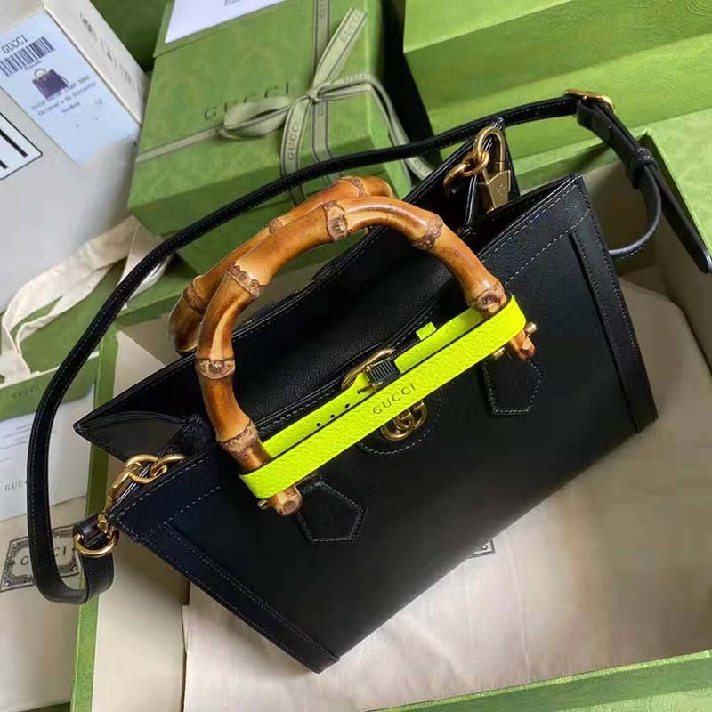 G*u*i gg women G*u*i diana small tote bag double g black leather