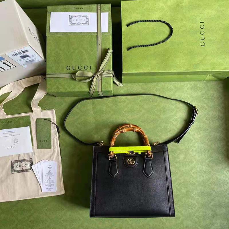 G*u*i gg women G*u*i diana small tote bag double g black leather