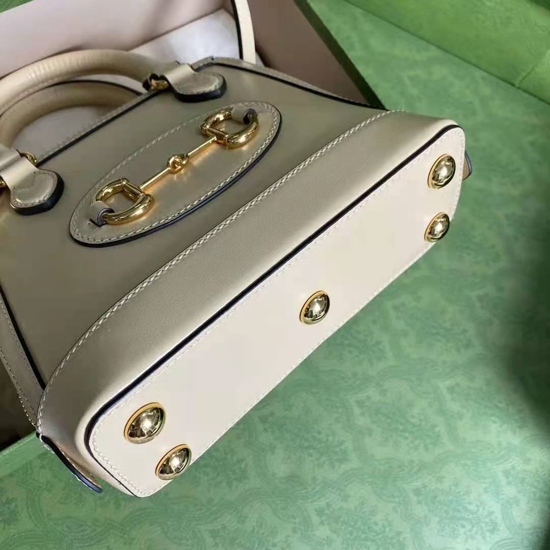 G*u*i gg women G*u*i horsebit 1955 mini top handle bag beige leather
