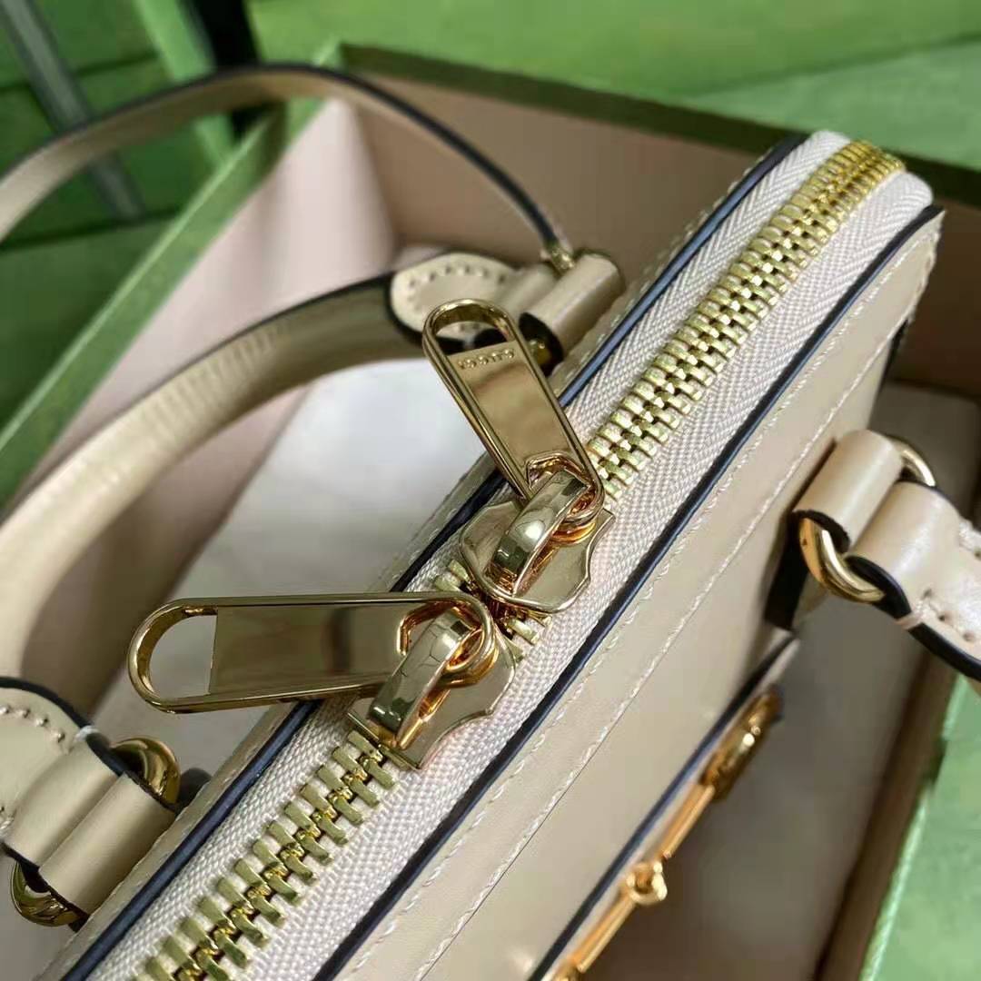 G*u*i gg women G*u*i horsebit 1955 mini top handle bag beige leather
