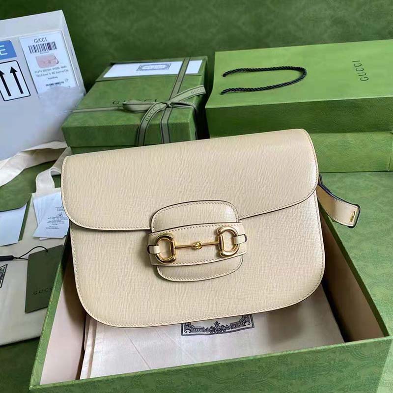 G*u*i gg women G*u*i horsebit 1955 shoulder bag beige leather