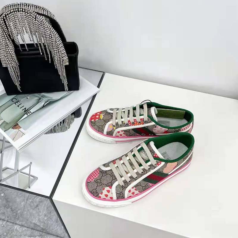 G*u*i gg women G*u*i les pommes sneaker beige and ebony gg supreme canvas