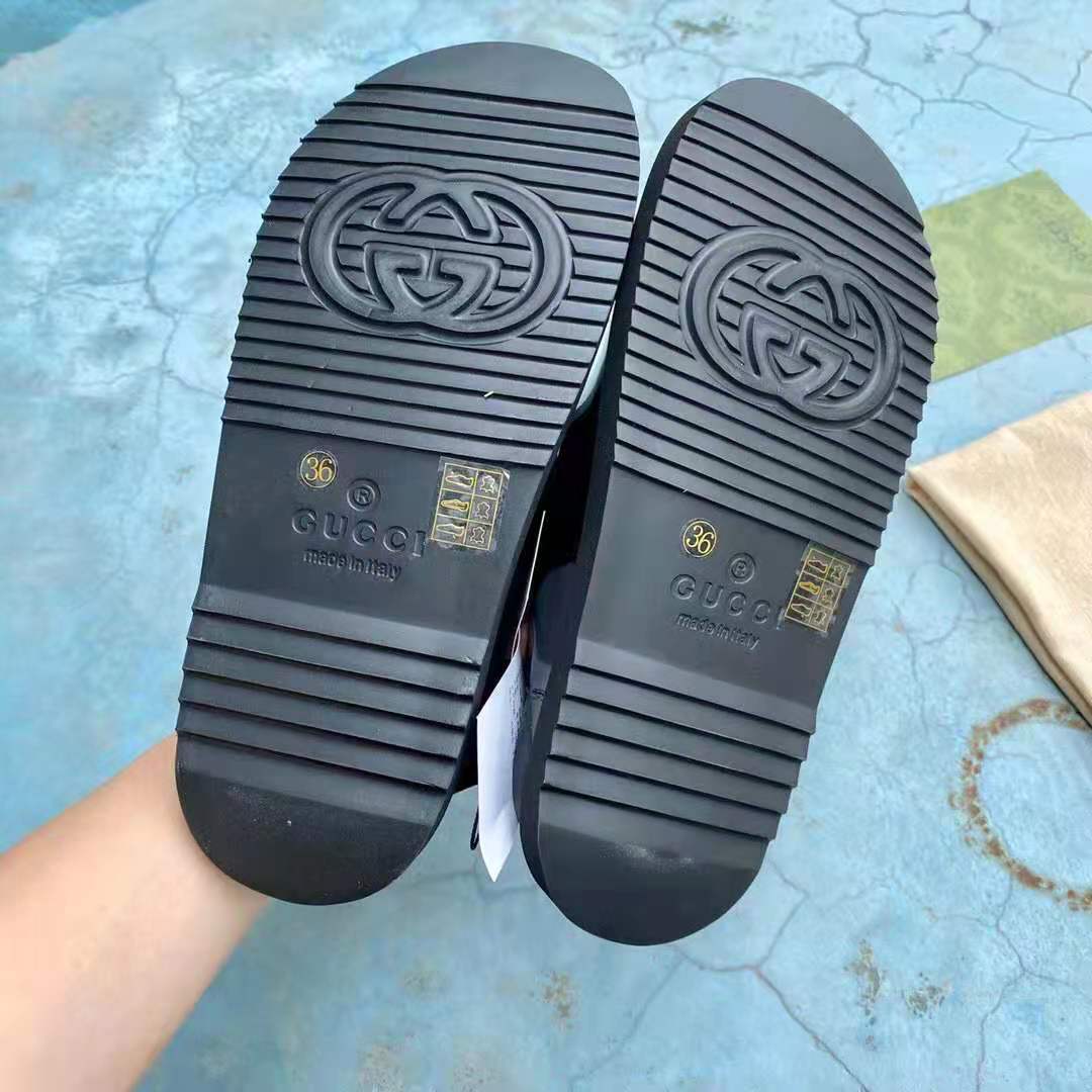 G*u*i gg women sandal with mini double g black rubber