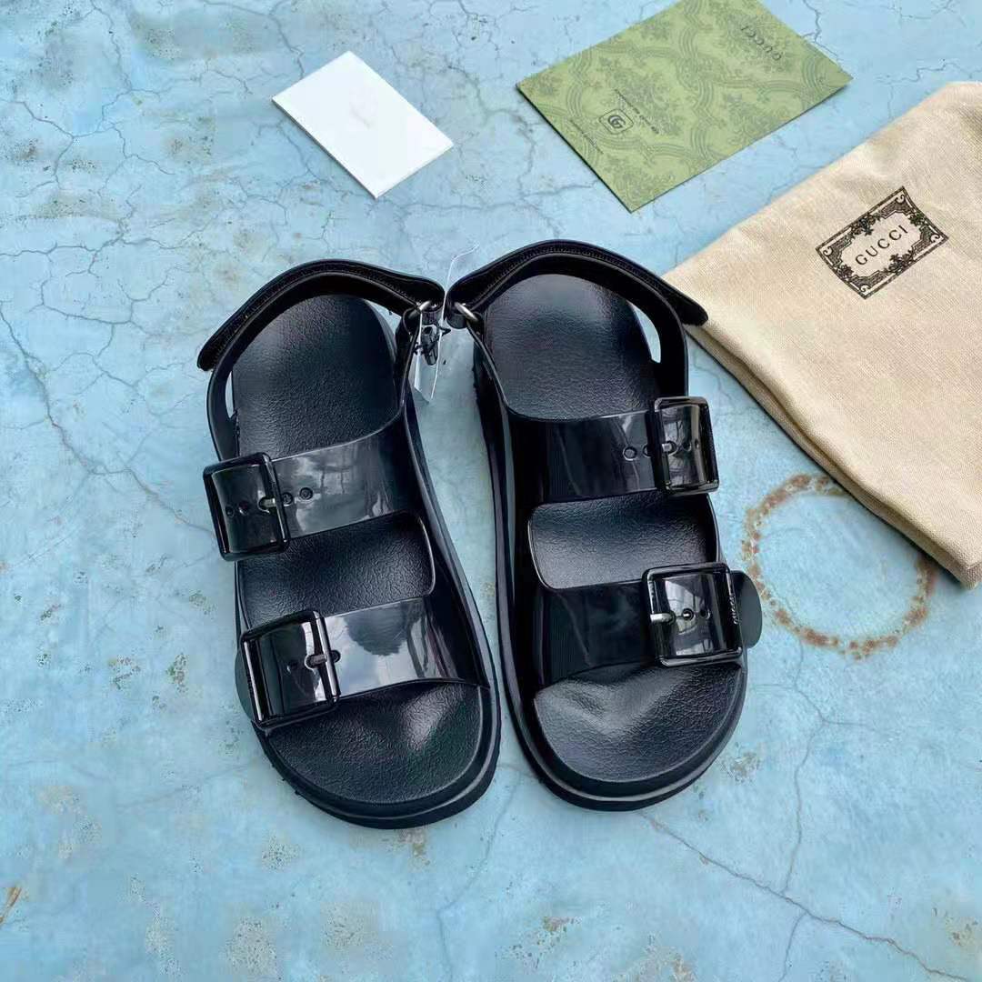 G*u*i gg women sandal with mini double g black rubber