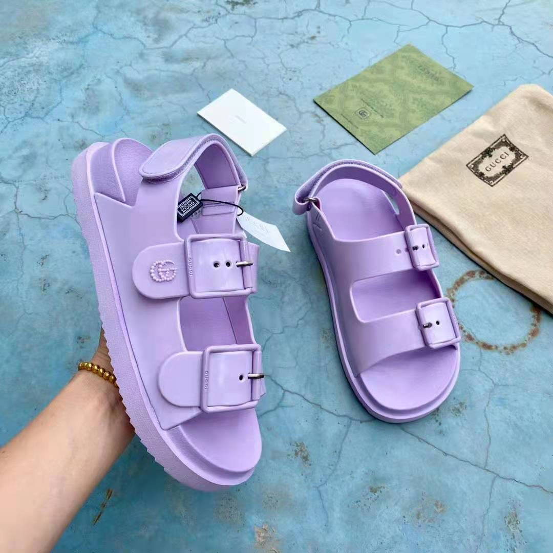G*u*i gg women sandal with mini double g lilac rubber