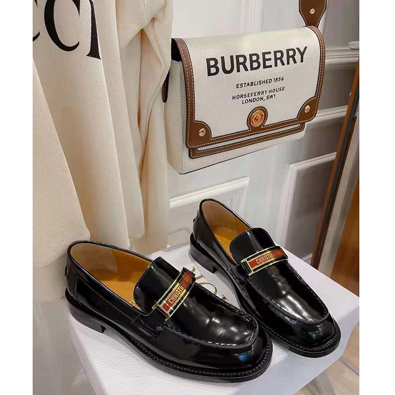 Dior Women Shoes Dior Code Loafer Black Brushed Calfskin