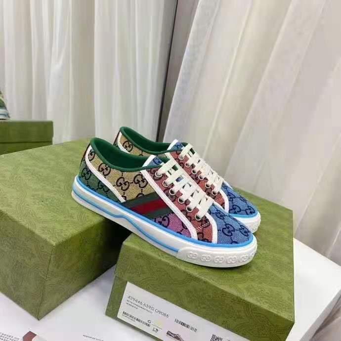G*u*i gg unisex G*u*i tennis 1977 gg multicolor sneaker green and blue gg canvas
