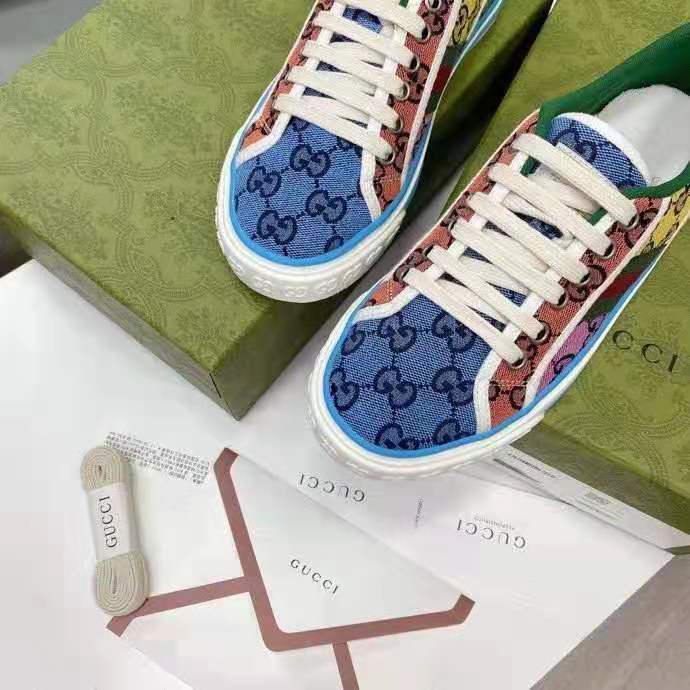 G*u*i gg unisex G*u*i tennis 1977 gg multicolor sneaker green and blue gg canvas