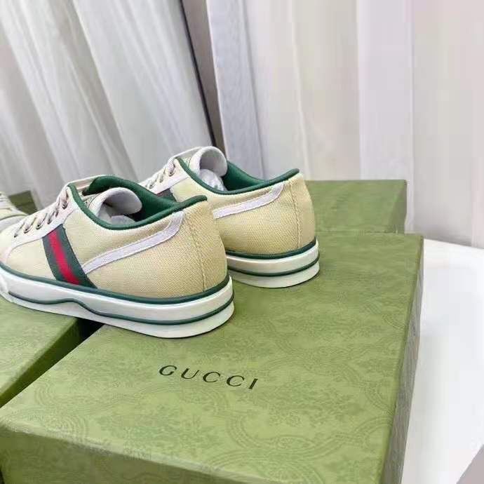 G*u*i gg unisex G*u*i tennis 1977 sneaker butter cotton green and red web