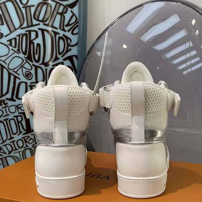 Louis Vuitton LV Unisex Boombox Sneaker Boot Silver Mix of Materials Adjustable Velcro Strap