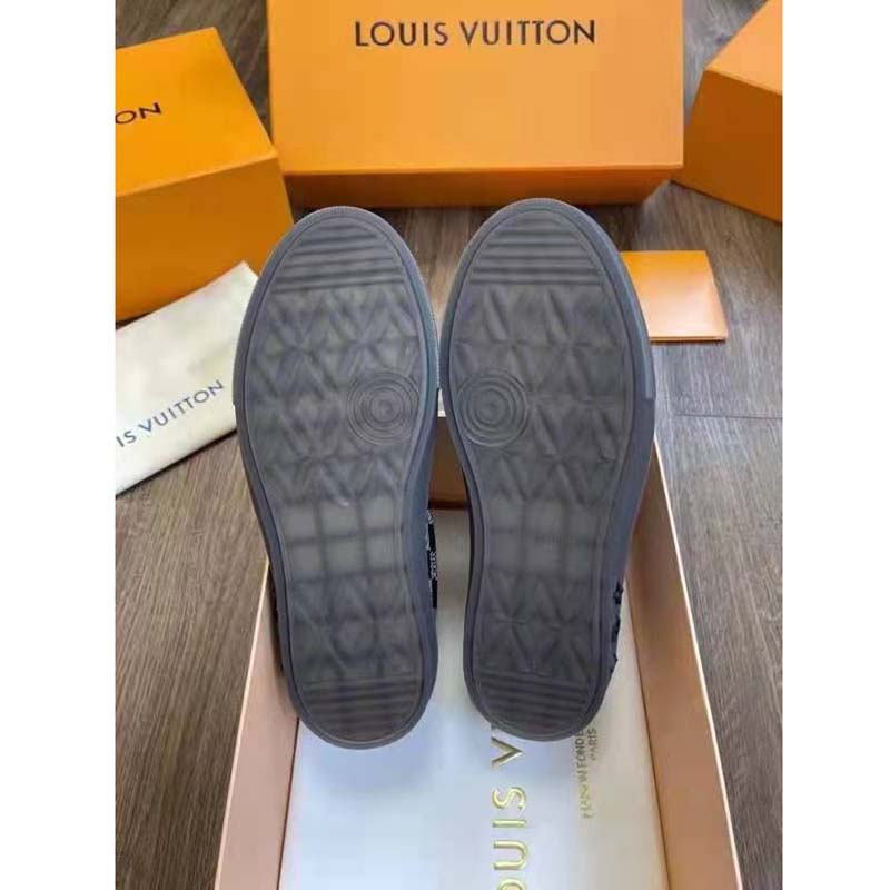 Louis Vuitton LV Unisex LV Ollie Sneaker Black Damier Canvas and Suede Calf Leather