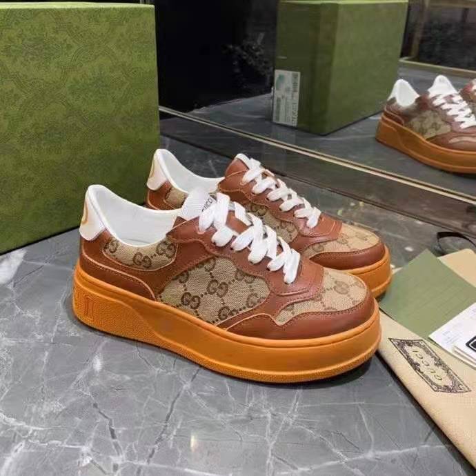 G*u*i gg unisex G*u*i jive sneaker beige and ebony orignal gg canvas brown leather