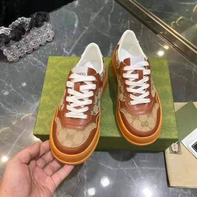 G*u*i gg unisex G*u*i jive sneaker beige and ebony orignal gg canvas brown leather