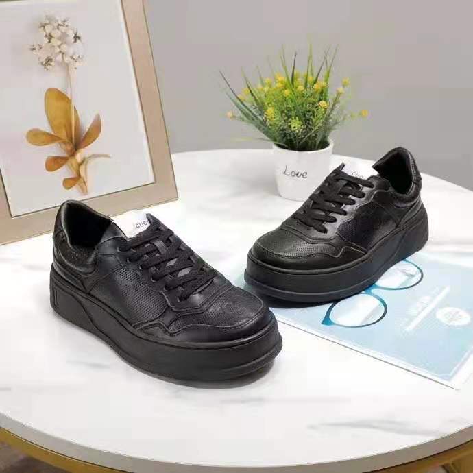 G*u*i gg unisex G*u*i jive sneaker black gg embossed leather smooth leather