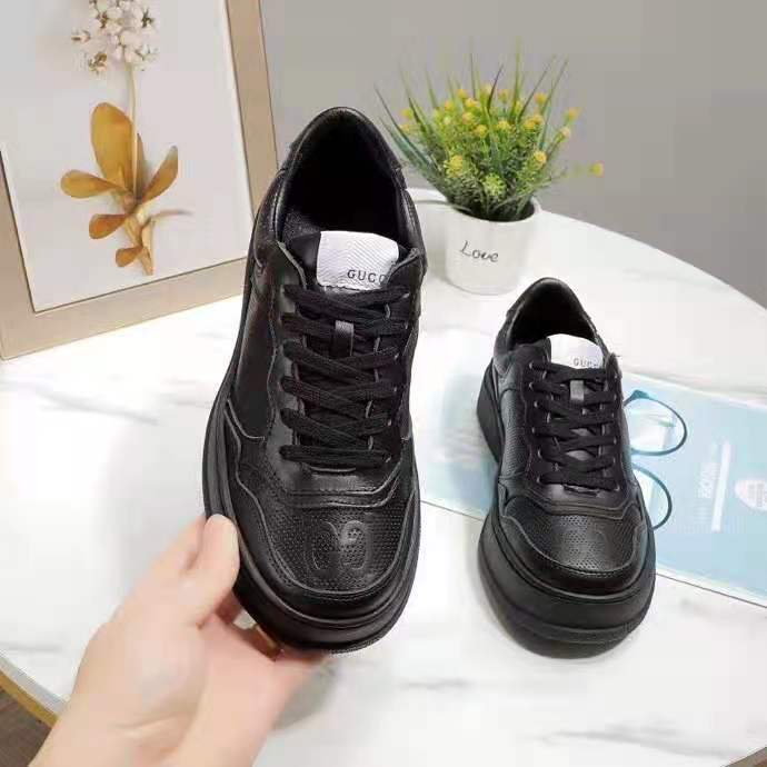 G*u*i gg unisex G*u*i jive sneaker black gg embossed leather smooth leather