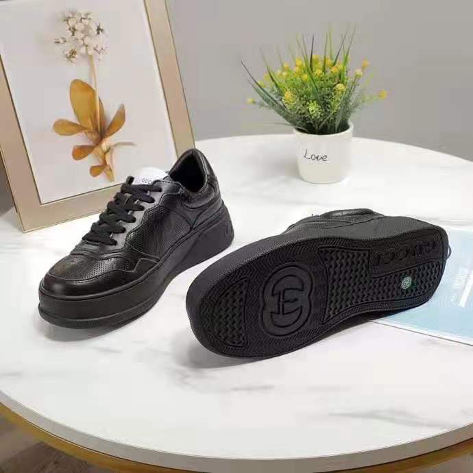 G*u*i gg unisex G*u*i jive sneaker black gg embossed leather smooth leather