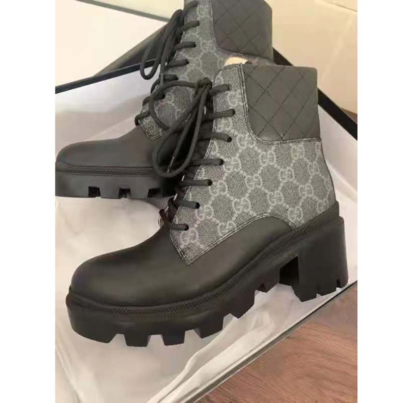 G*u*i gg women’s gg ankle boot black gg supreme canvas 7 cm heel