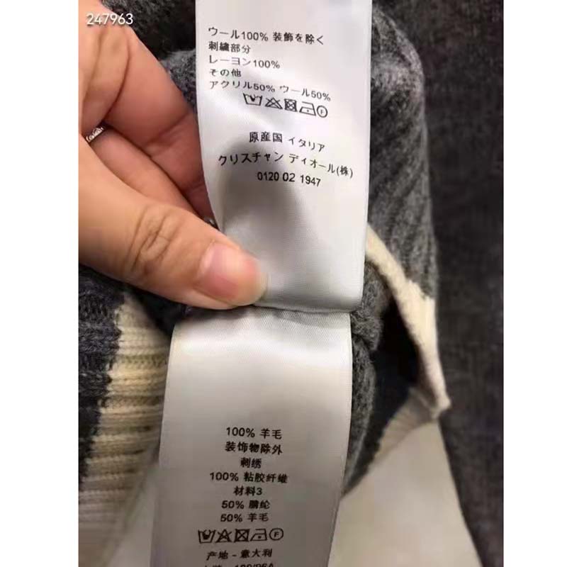 Dior CD Men Christian Dior Atelier Sweater Gray Wool Jersey