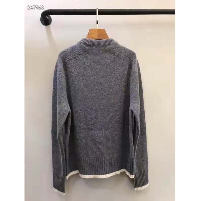 Dior CD Men Christian Dior Atelier Sweater Gray Wool Jersey