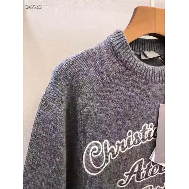 Dior CD Men Christian Dior Atelier Sweater Gray Wool Jersey