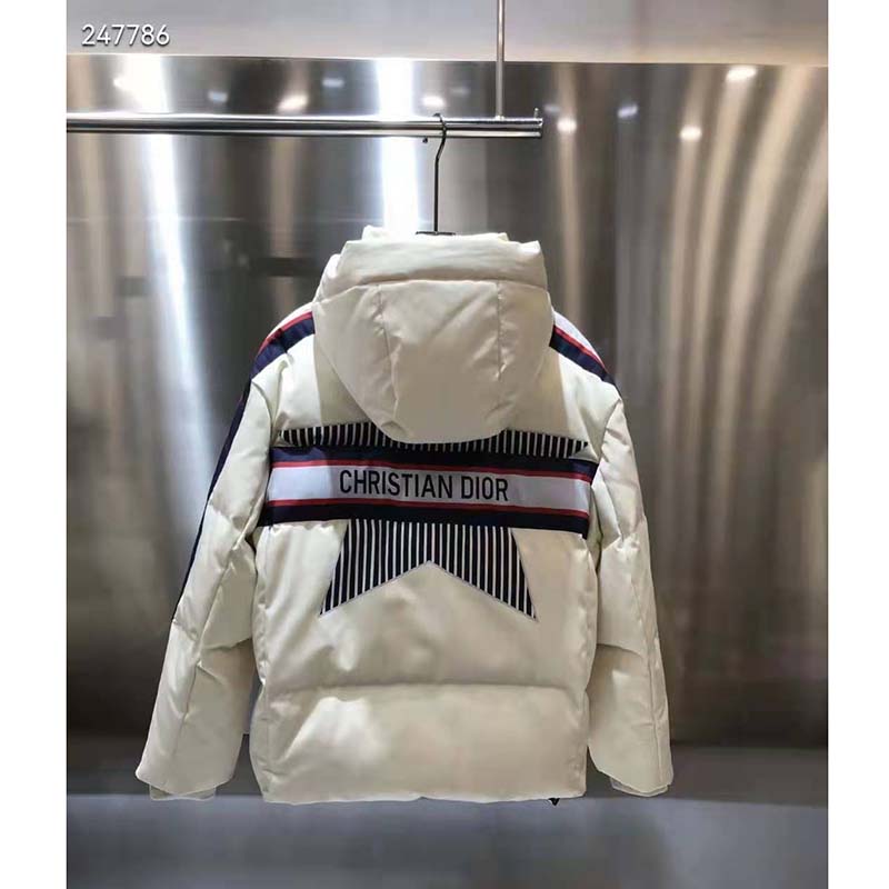 Dior Men Dioralps Hooded Down Jacket White Three-Tone Dior Star