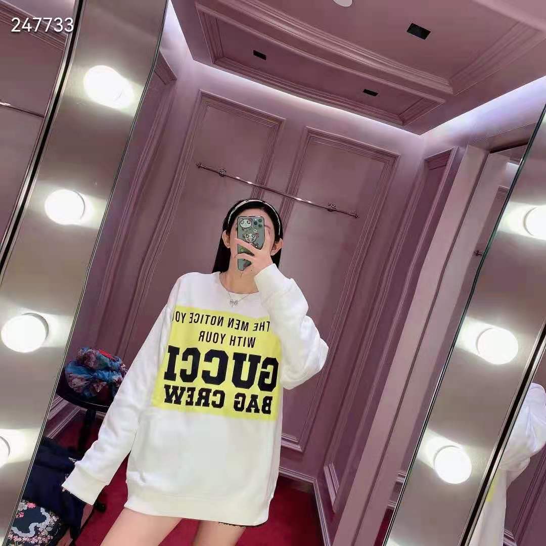 G*u*i gg women G*u*i 100 cotton sweatshirt off-whtie cotton oversized crewneck