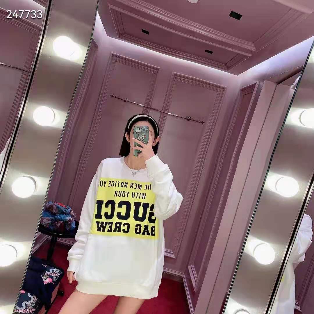 G*u*i gg women G*u*i 100 cotton sweatshirt off-whtie cotton oversized crewneck